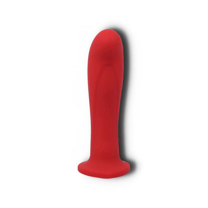Jezebel harness dildo med skygge på hvid baggrund set fra siden