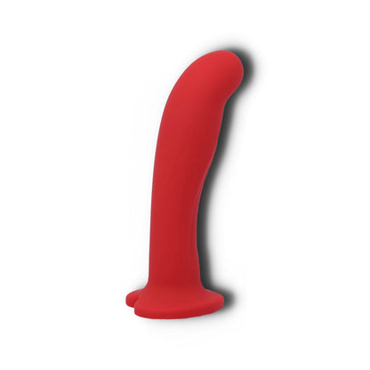 Jezebel harness dildo med skygge på hvid baggrund set fra en anden vinkel
