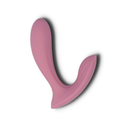 Erica wearable vibrator fra Svakom med skygge på hvid baggrund set fra en anden vinkel