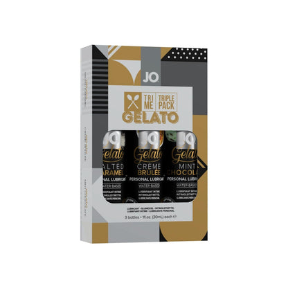 vandbaseret glidecreme med gelato smag system jo 30 ml set fra siden