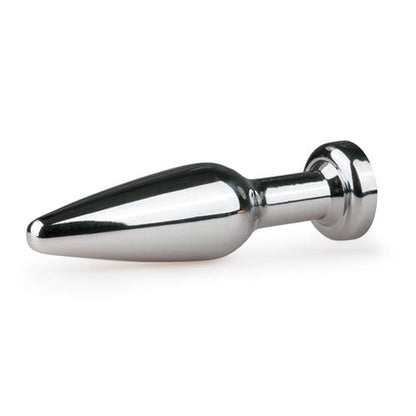 Spids metal buttplug med hvid sten fra Easytoys set fra siden